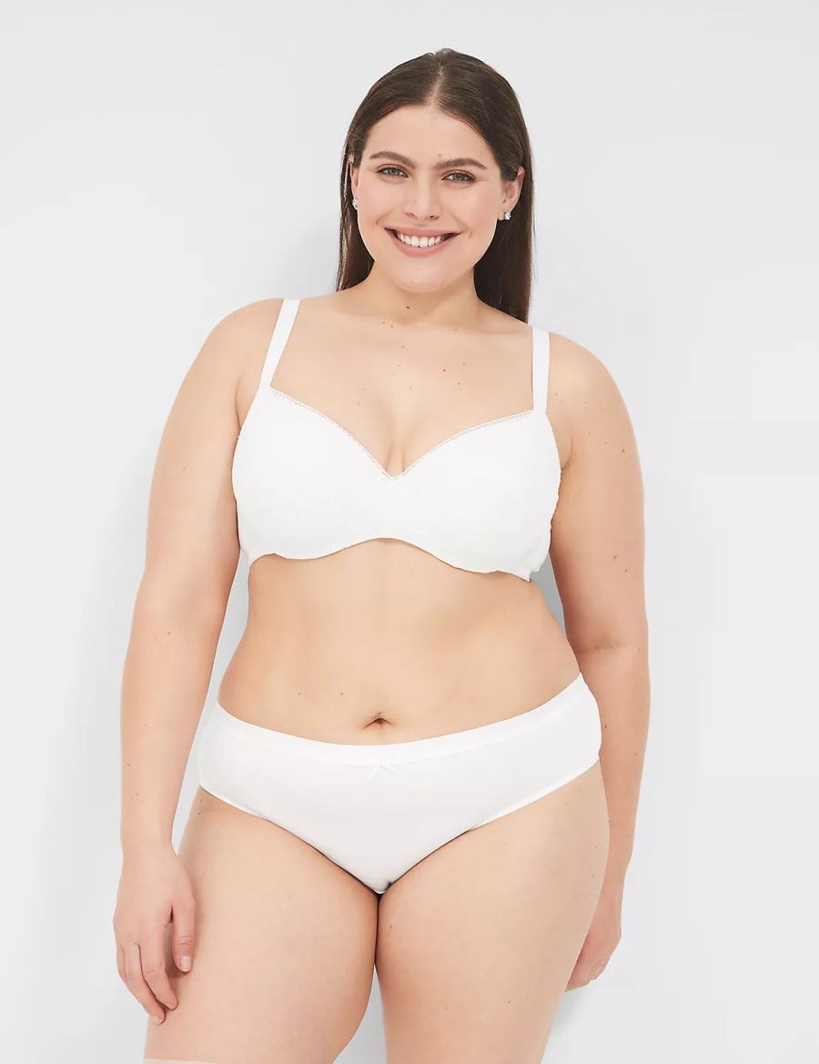 Lane Bryant Lightly Lined With Lace Women Balconette Bra White | OXL9312BL