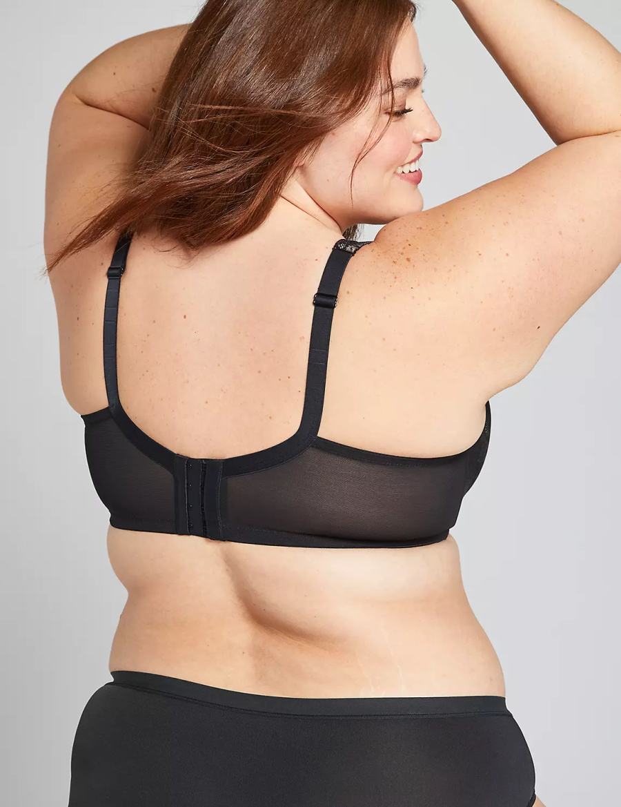 Lane Bryant Lightly Lined With Lace Women Balconette Bra Black | IPX2980RS