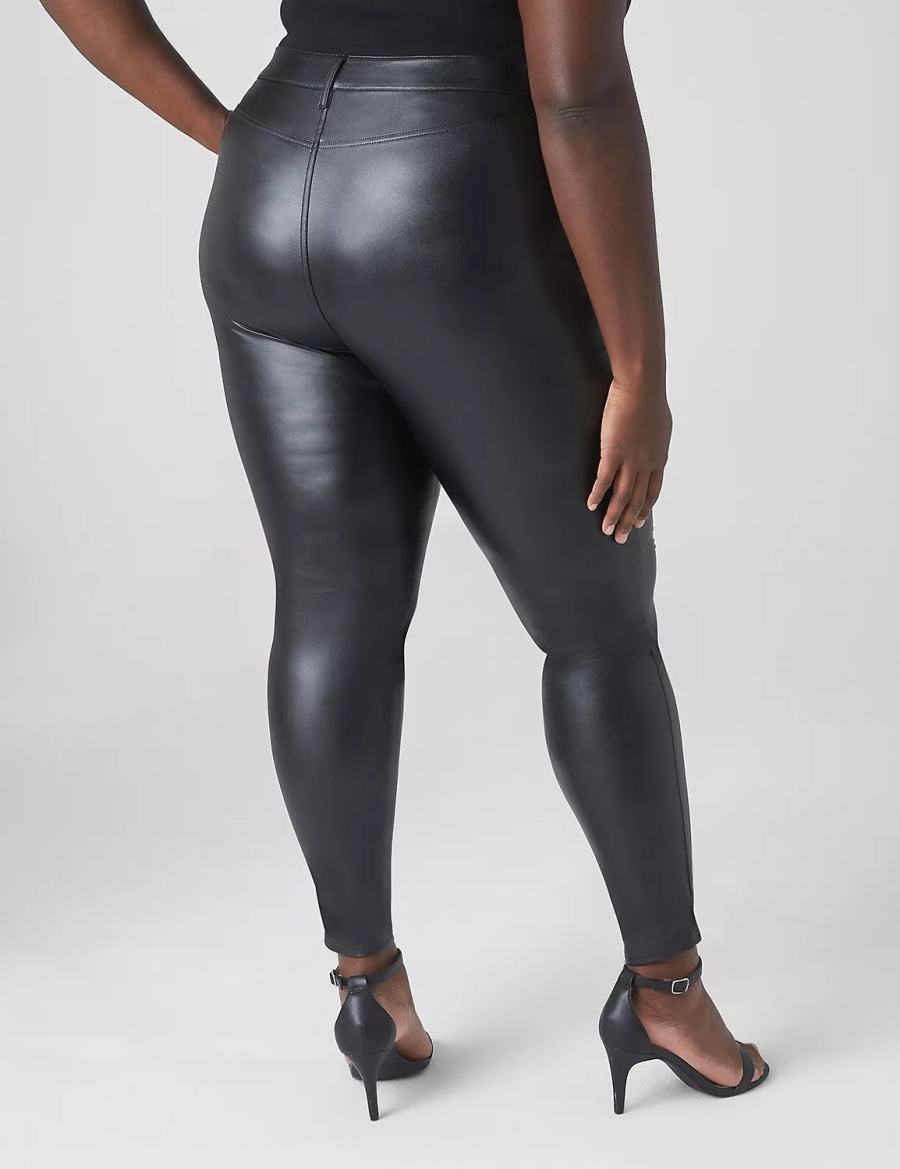 Lane Bryant Lightweight Faux-Leather Women Leggings Black | JIX9990FG