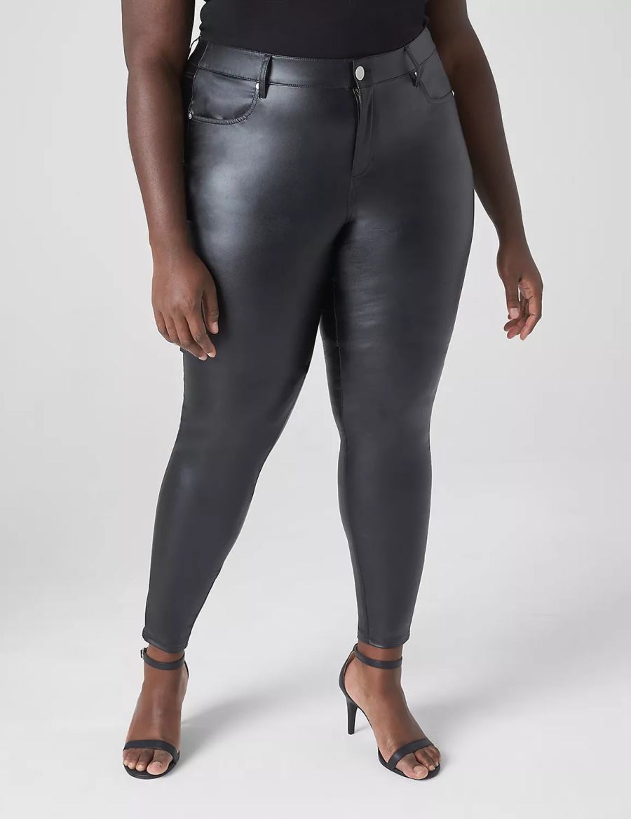 Lane Bryant Lightweight Faux-Leather Women Leggings Black | JIX9990FG