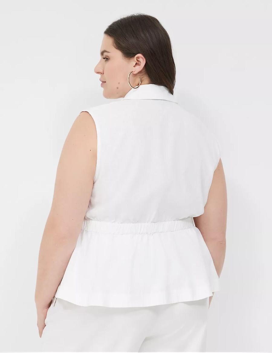 Lane Bryant Linen Peplum Women Vest White | THL100100JT