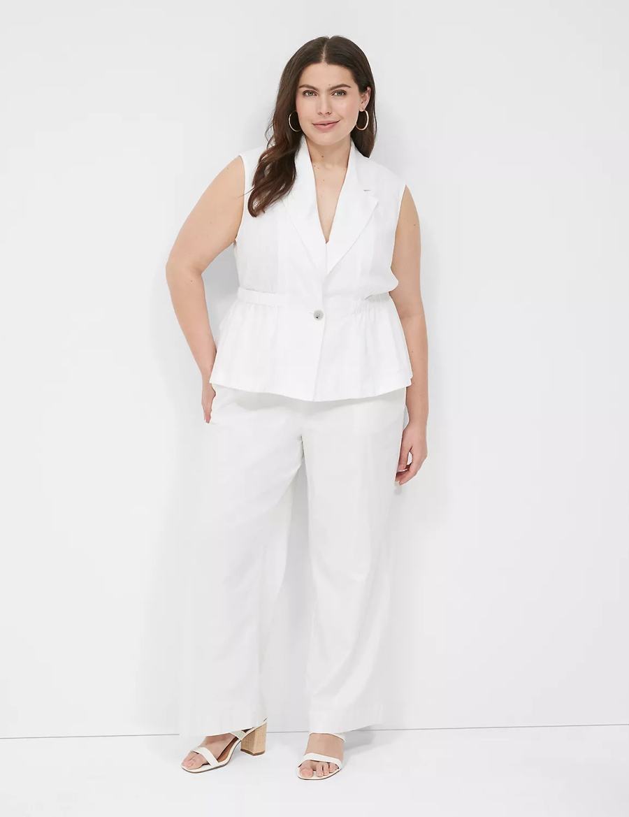 Lane Bryant Linen Peplum Women Vest White | THL100100JT