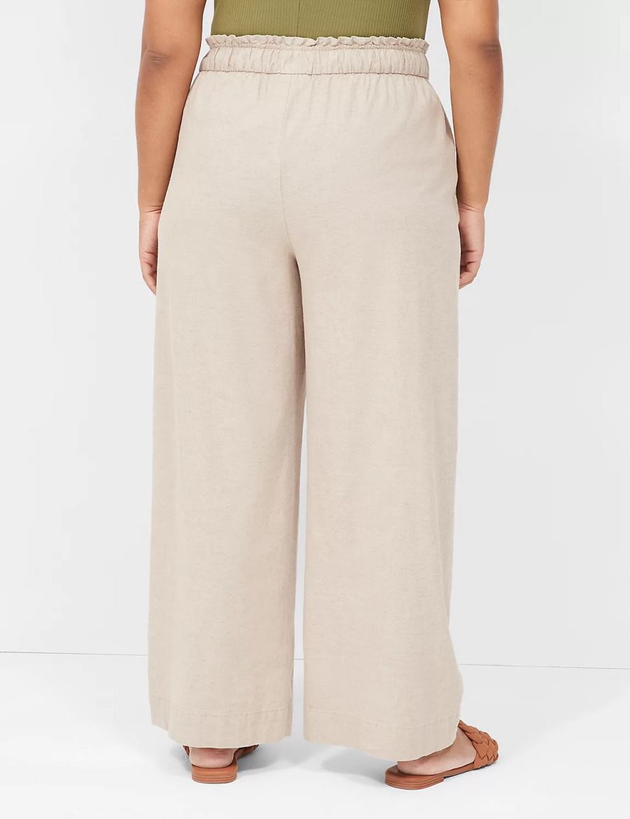 Lane Bryant Linen Wide Leg Women Pants Beige | GDD6774NH