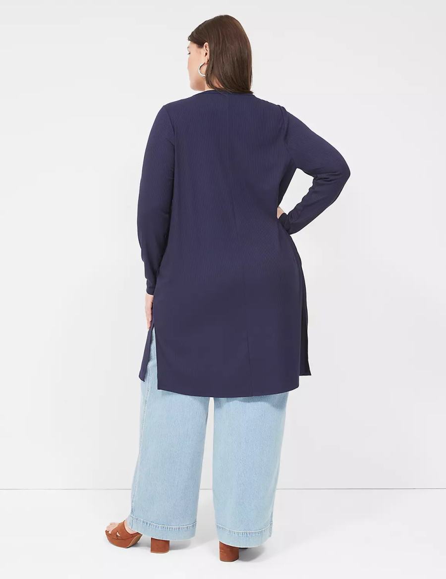 Lane Bryant Long-Sleeve Open-Front Overpiece Women Robe Blue | KTI7611WS