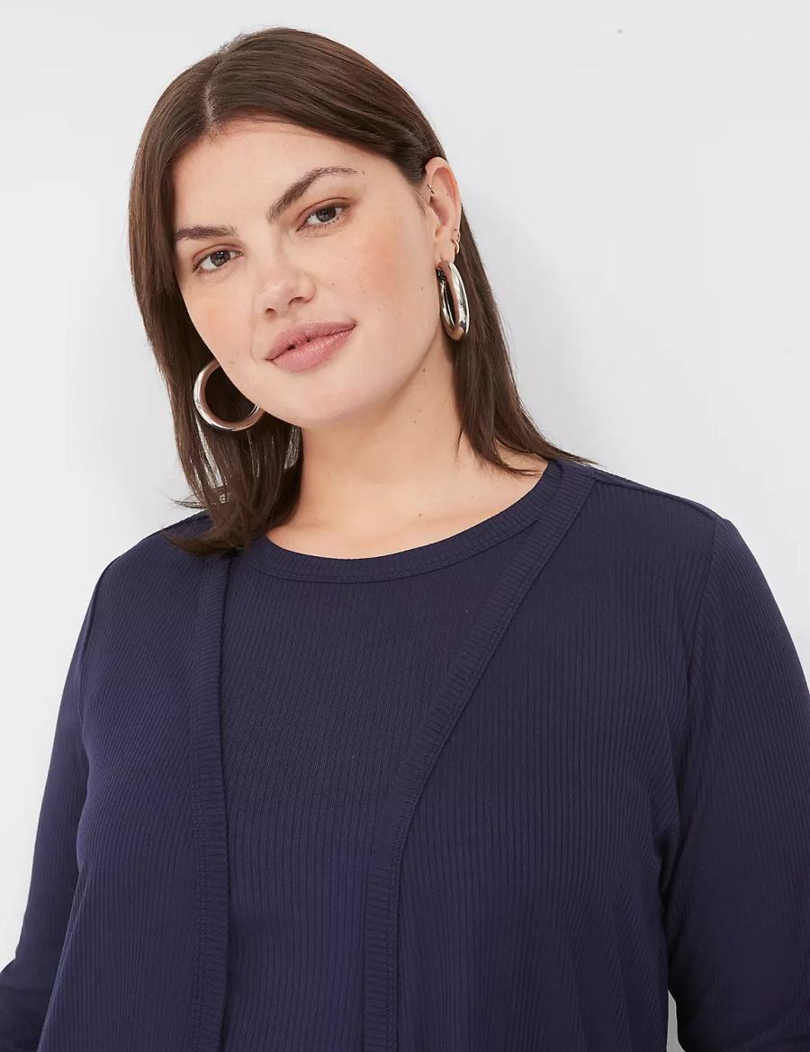 Lane Bryant Long-Sleeve Open-Front Overpiece Women Robe Blue | KTI7611WS