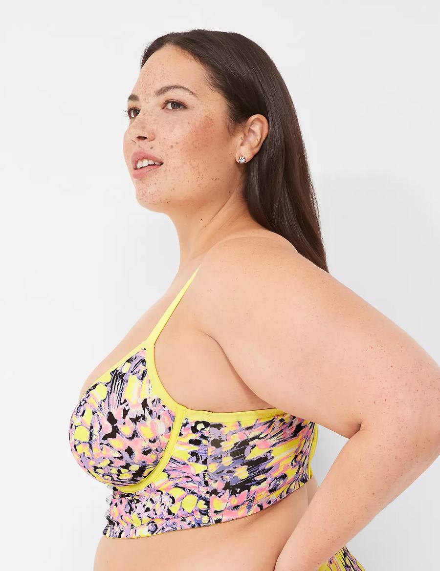 Lane Bryant Longline Demi Women Bralettes Yellow Multicolor | OAX4149RM