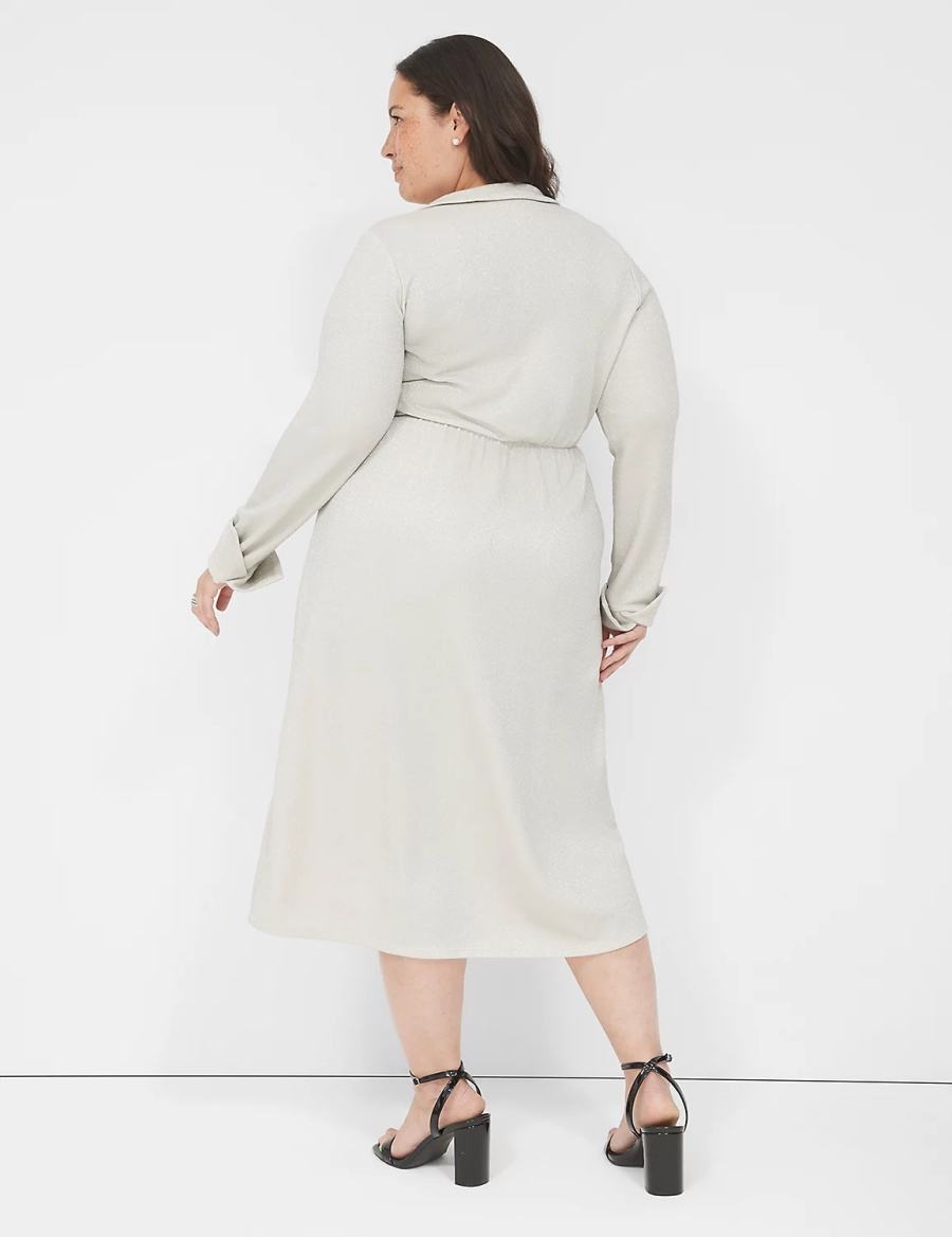 Lane Bryant Lurex Faux-Wrap Collar Women Maxi Dress Grey | UIT354KZ