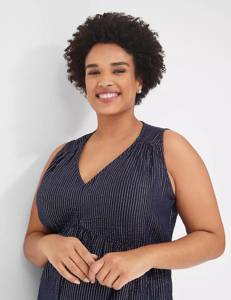 Lane Bryant Lurex Gauze Easy Women Jumpsuit Blue | CHT1338JU