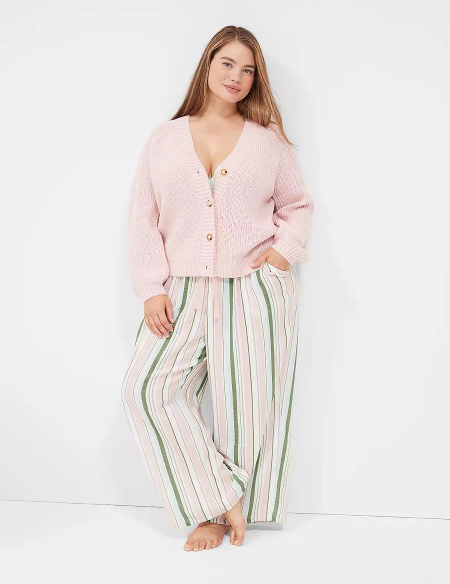 Lane Bryant Lurex Knit Sleep Women Cardigan Pink | LDL321DH