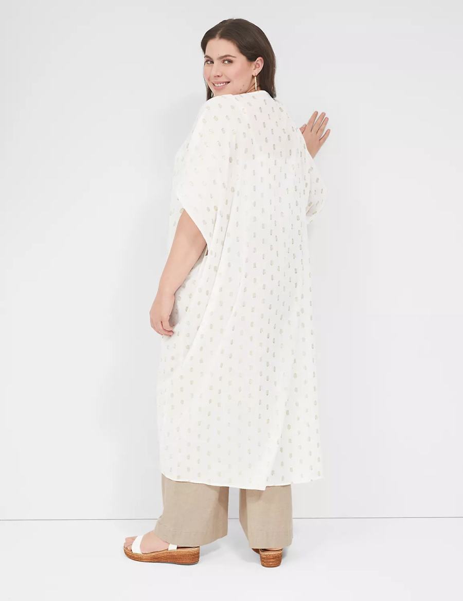 Lane Bryant Lurex Maxi Overpiece Women Robe White | HTX5923AQ