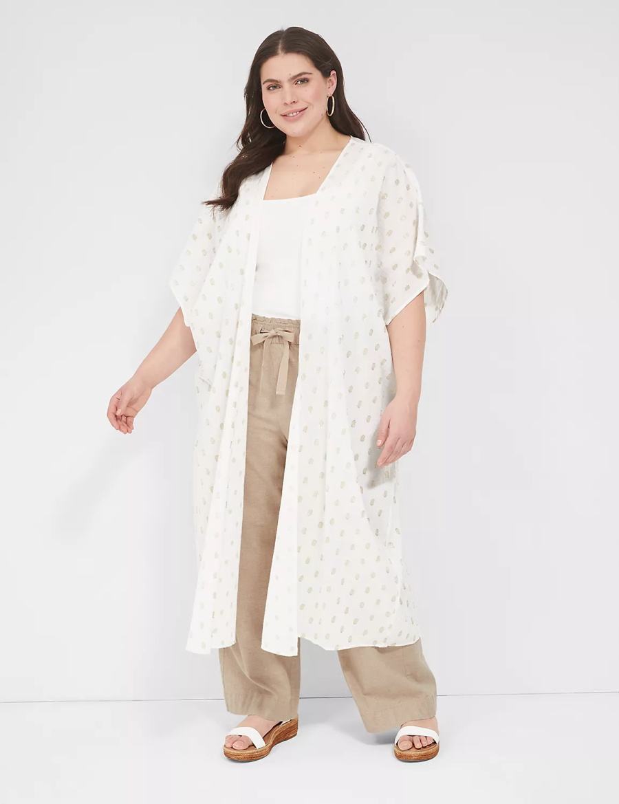 Lane Bryant Lurex Maxi Overpiece Women Robe White | HTX5923AQ