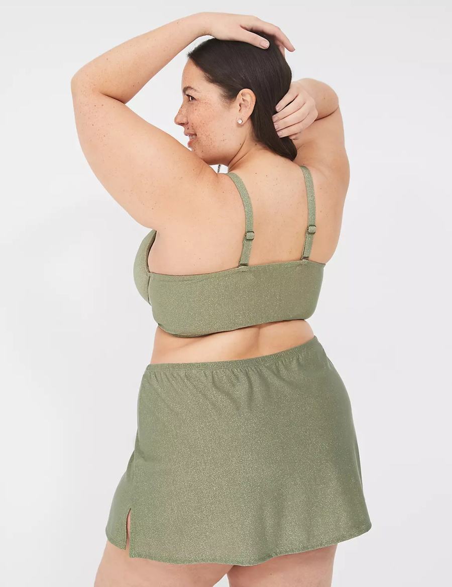 Lane Bryant Lurex Side Slit Swim Women Skirts Green | RCQ4561UM