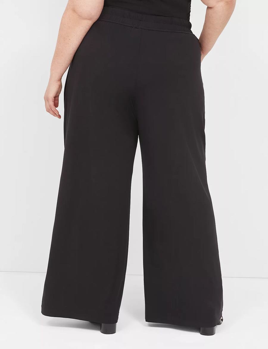 Lane Bryant Matte Jersey Pull-On Wide Leg Women Pants Black | HJL5964HM