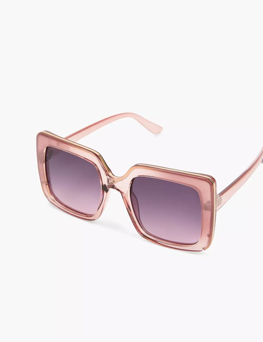 Lane Bryant Mauve With Goldtone Trim Square Women Sunglasses Purple | ULY2157RX