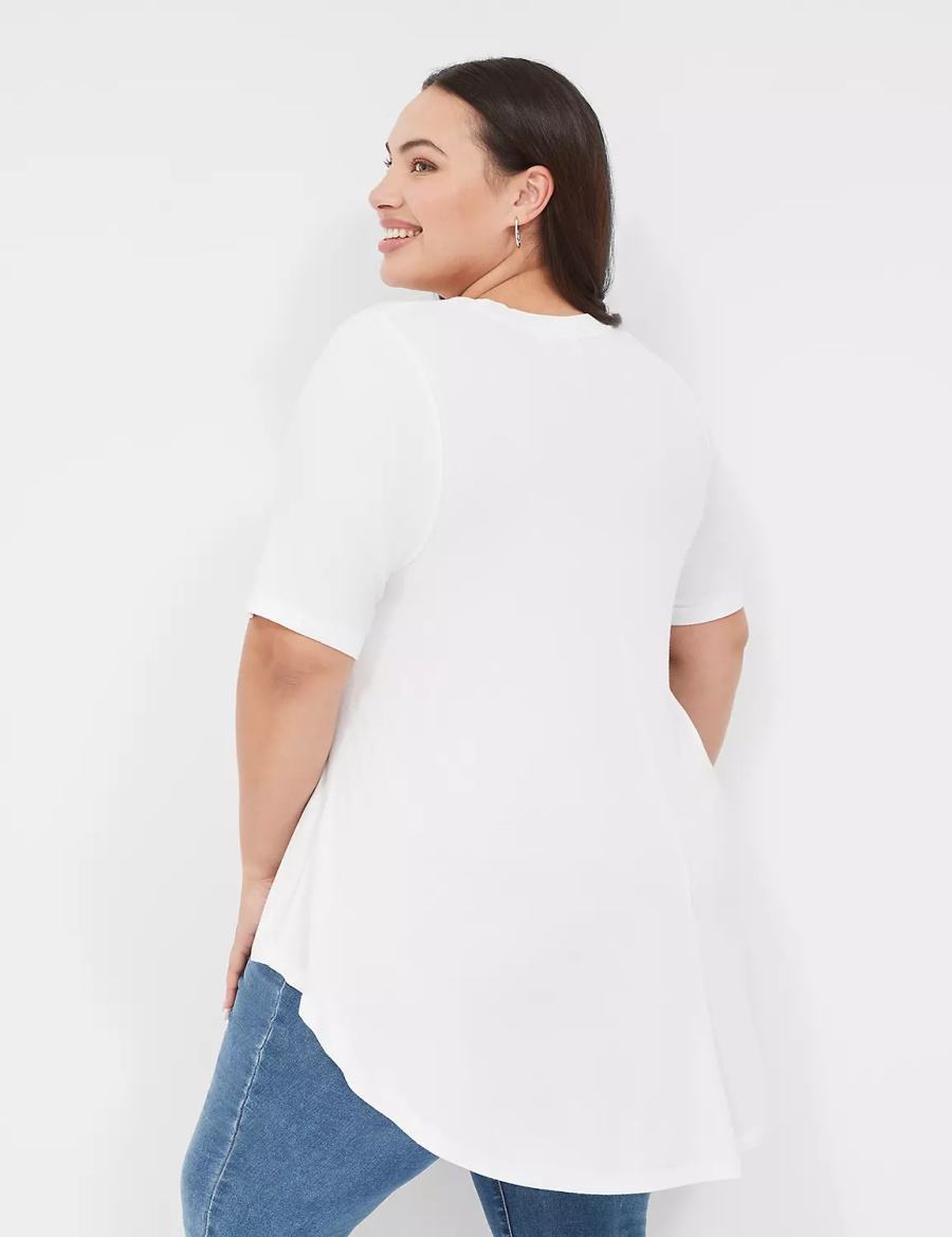 Lane Bryant Max Swing Perfect Sleeve Crew-Neck Tee Women T Shirts White | LGY5293HB