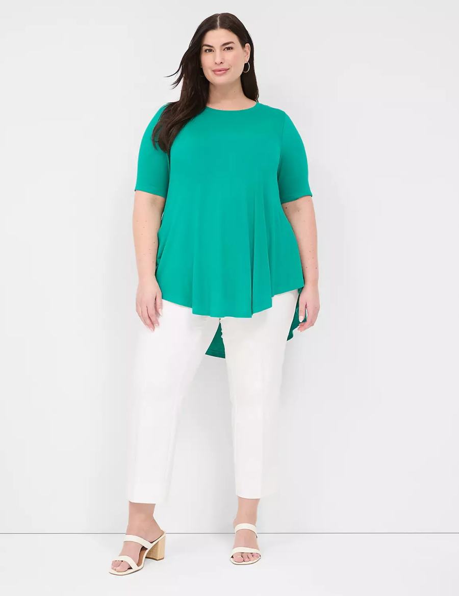 Lane Bryant Max Swing Perfect Sleeve Crew-Neck Tee Women T Shirts Light Turquoise | PRO6345YX