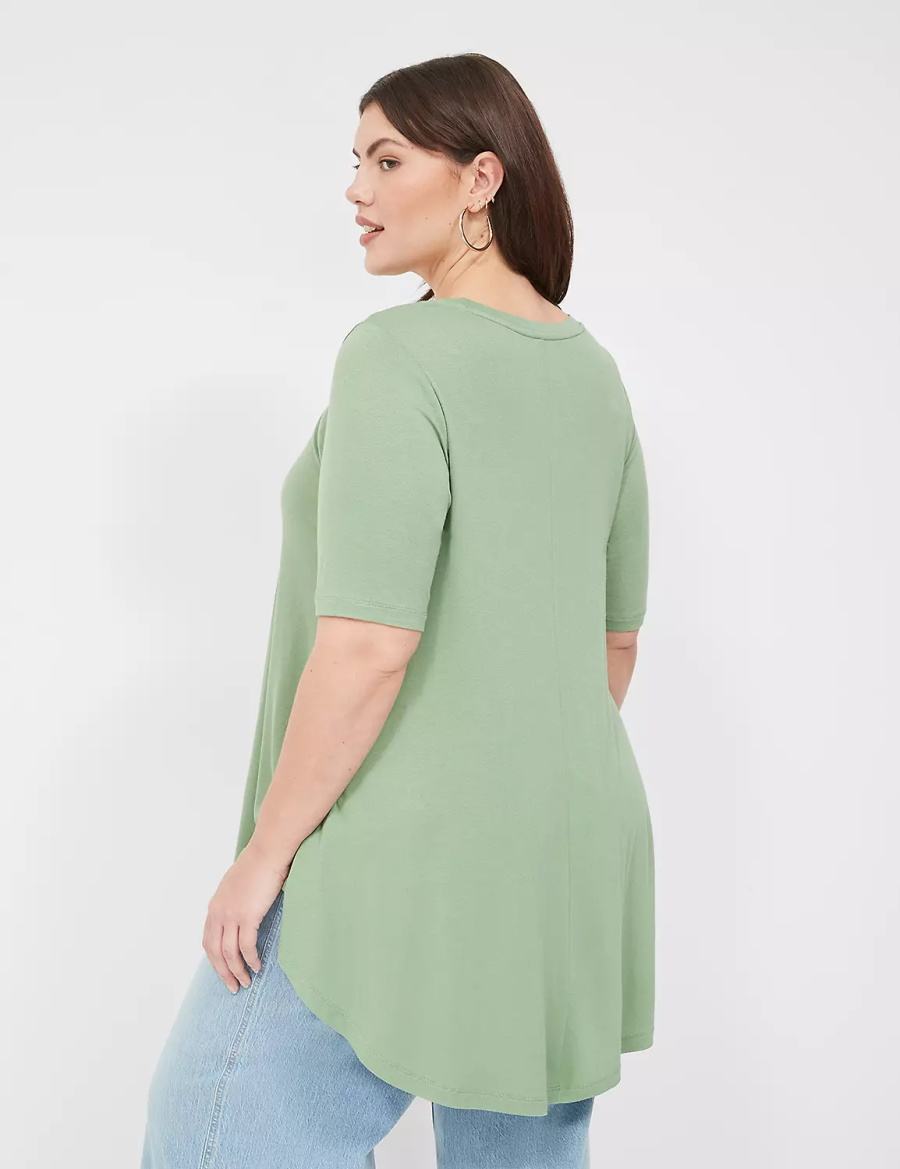 Lane Bryant Max Swing Perfect Sleeve Crew-Neck Tee Women T Shirts Light Green | VOV663HK