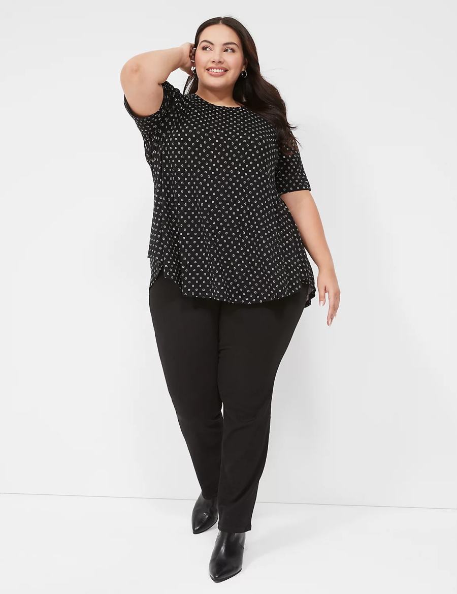 Lane Bryant Max Swing Perfect Sleeve Crew-Neck Tee Women T Shirts Black | WEP7288IP