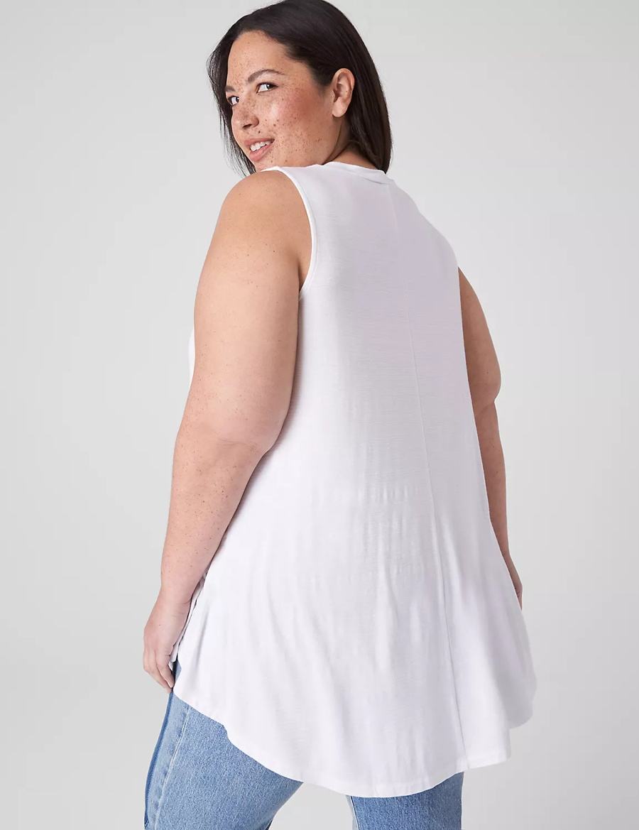 Lane Bryant Max Swing Sleeveless High-Neck Tunic Women T Shirts White | LHX7715MB