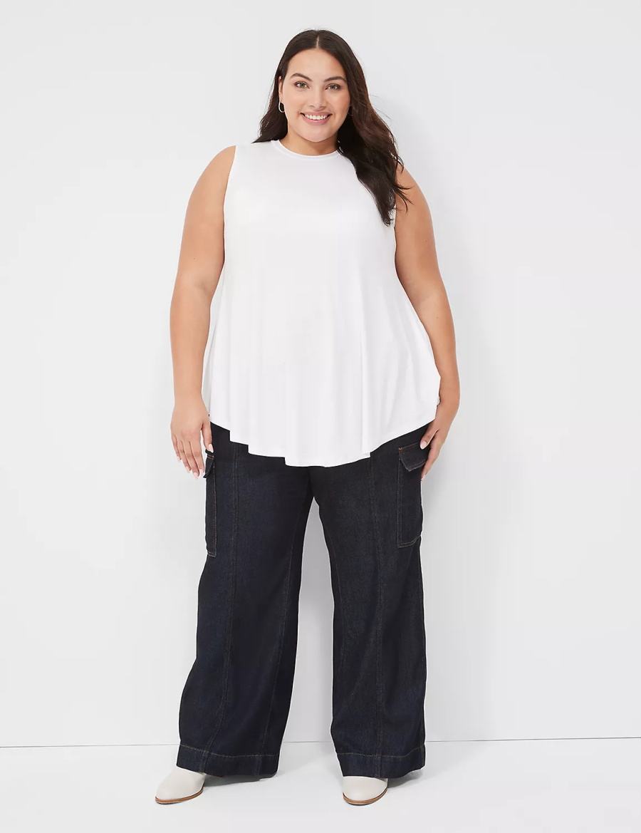 Lane Bryant Max Swing Sleeveless High-Neck Tunic Women T Shirts White | LHX7715MB