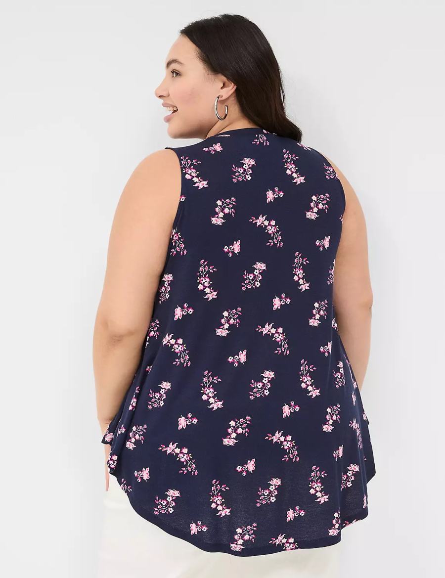 Lane Bryant Max Swing Sleeveless High-Neck Tunic Women T Shirts Pink Navy | AAK6170IH