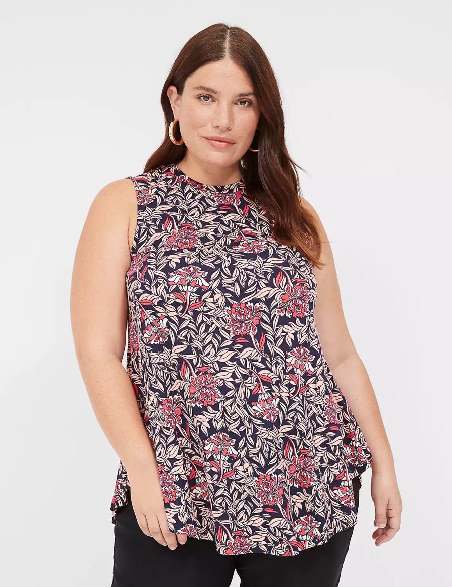 Lane Bryant Max Swing Sleeveless High-Neck Tunic Women T Shirts Pink Coral | NTX8926QJ