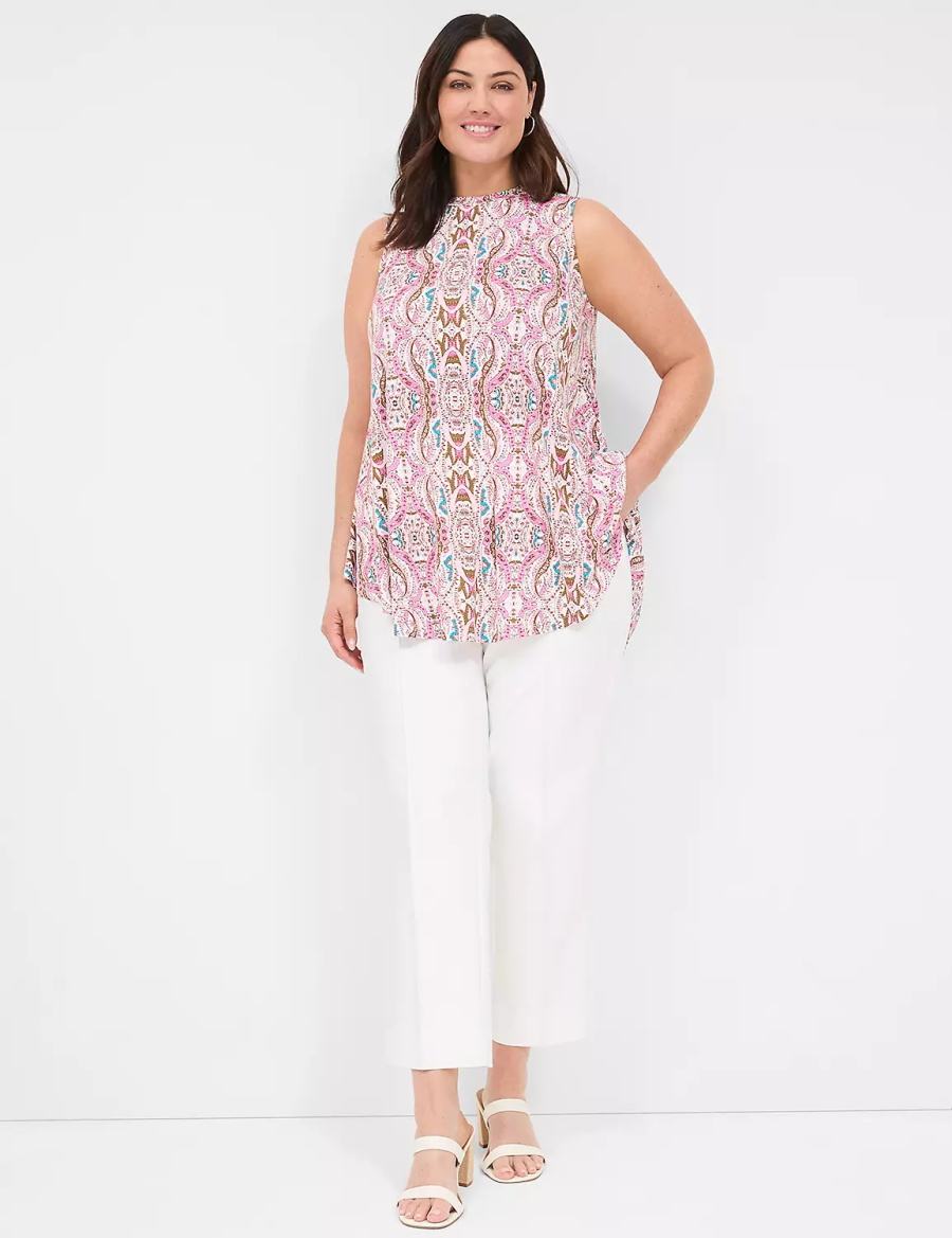 Lane Bryant Max Swing Sleeveless High-Neck Tunic Women T Shirts Pink | LWD5143YG