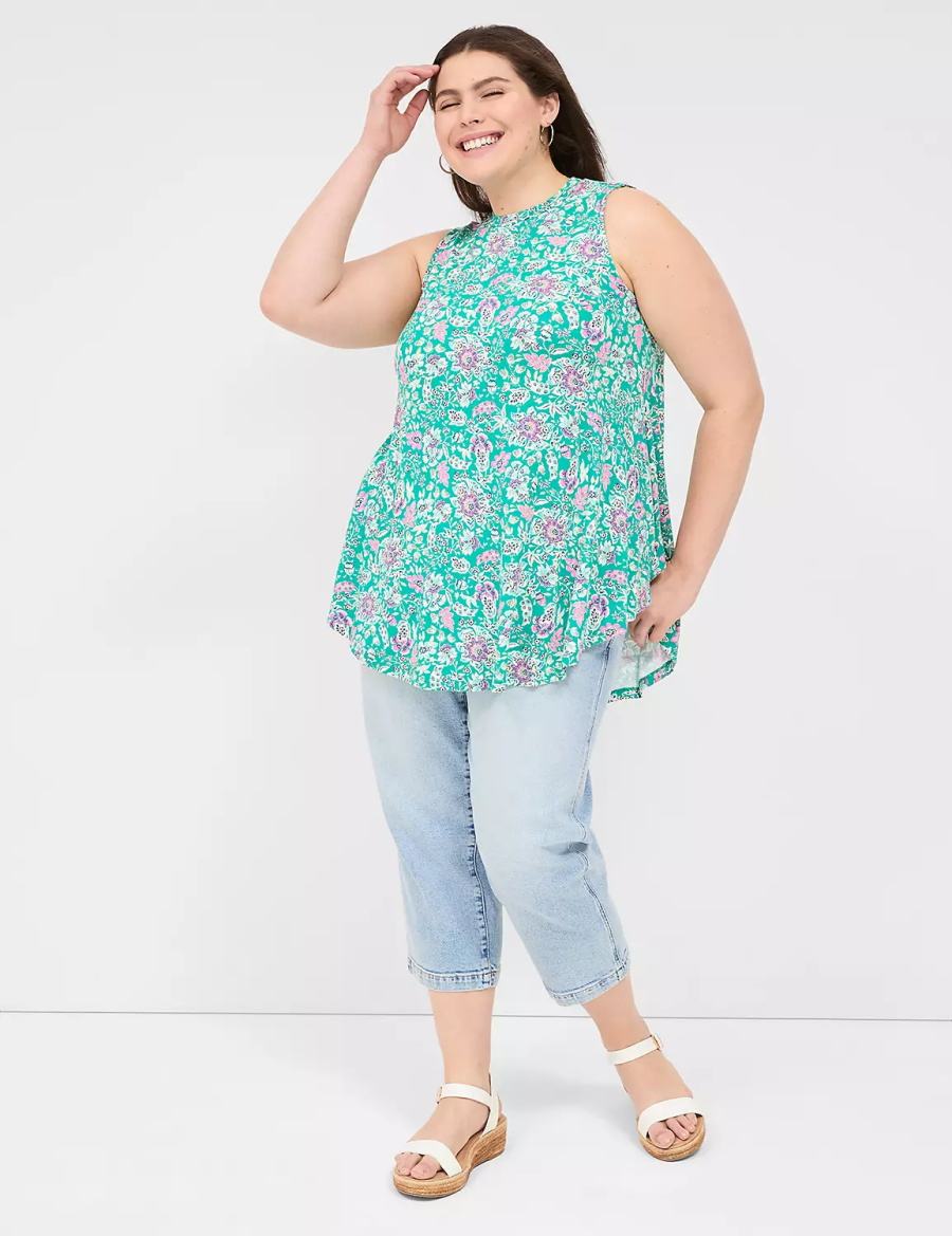 Lane Bryant Max Swing Sleeveless High-Neck Tunic Women T Shirts Light Turquoise | JSZ9792IR