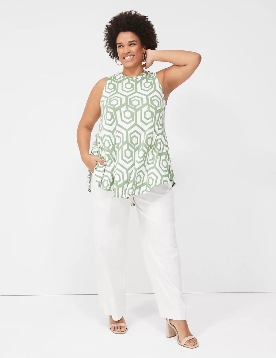 Lane Bryant Max Swing Sleeveless High-Neck Tunic Women T Shirts Green | TPB2371KH