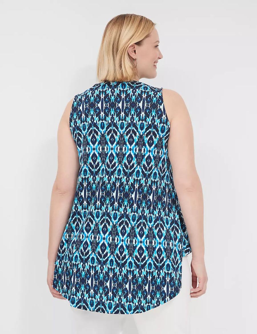 Lane Bryant Max Swing Sleeveless High-Neck Tunic Women T Shirts Blue | VTU2654KF