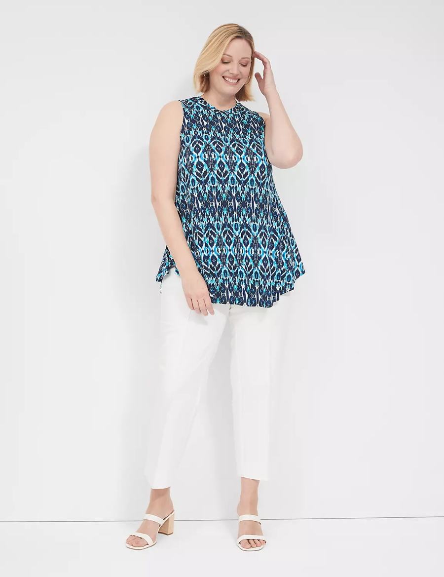 Lane Bryant Max Swing Sleeveless High-Neck Tunic Women T Shirts Blue | VTU2654KF