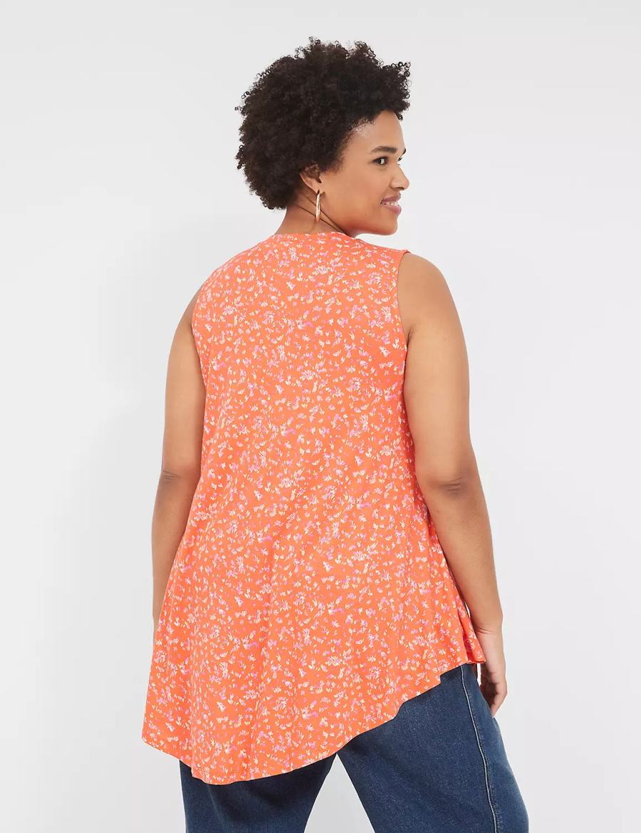 Lane Bryant Max Swing Sleeveless High-Neck Tunic Women T Shirts Orange | ZMO8953OR