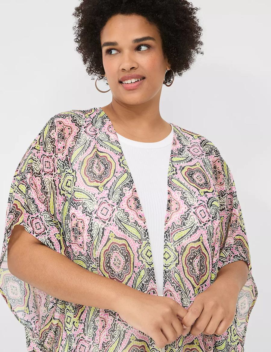 Lane Bryant Maxi Chiffon Overpiece Women Robe Multicolor | DJW8979FR