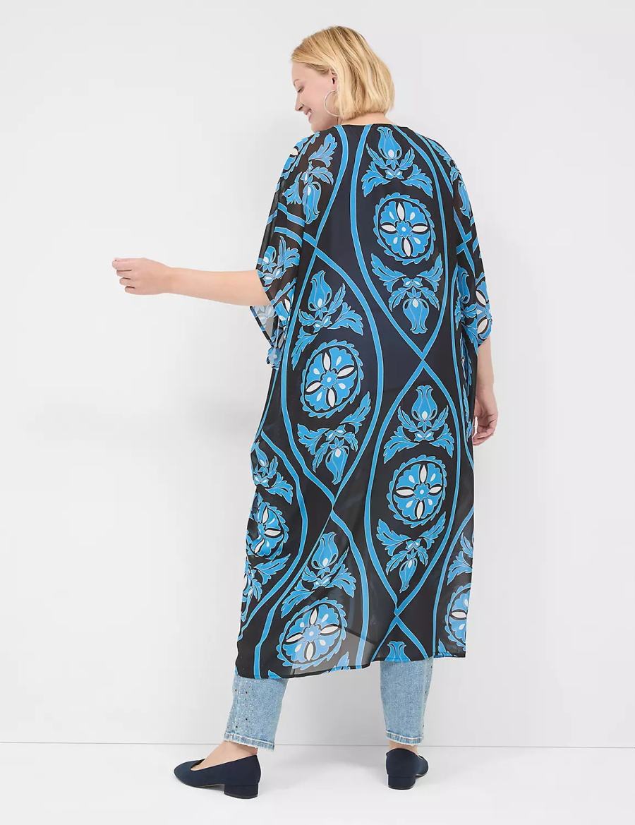 Lane Bryant Maxi Chiffon Overpiece Women Robe Blue | XOM8244ZQ