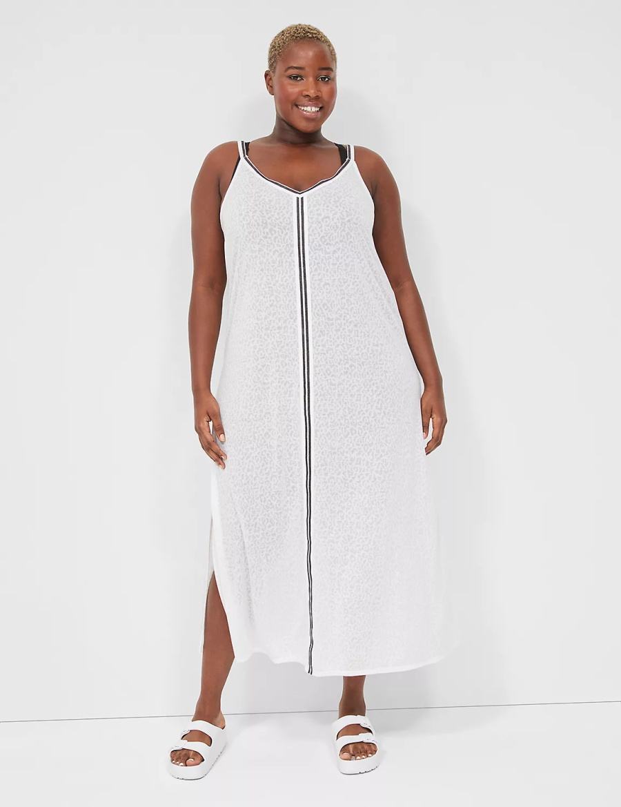 Lane Bryant Maxi Cover-Up Women Dress White | TZL848TV