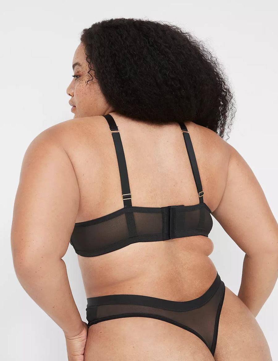 Lane Bryant Mesh Bandeau Women Bralettes Black | NFA6859GH