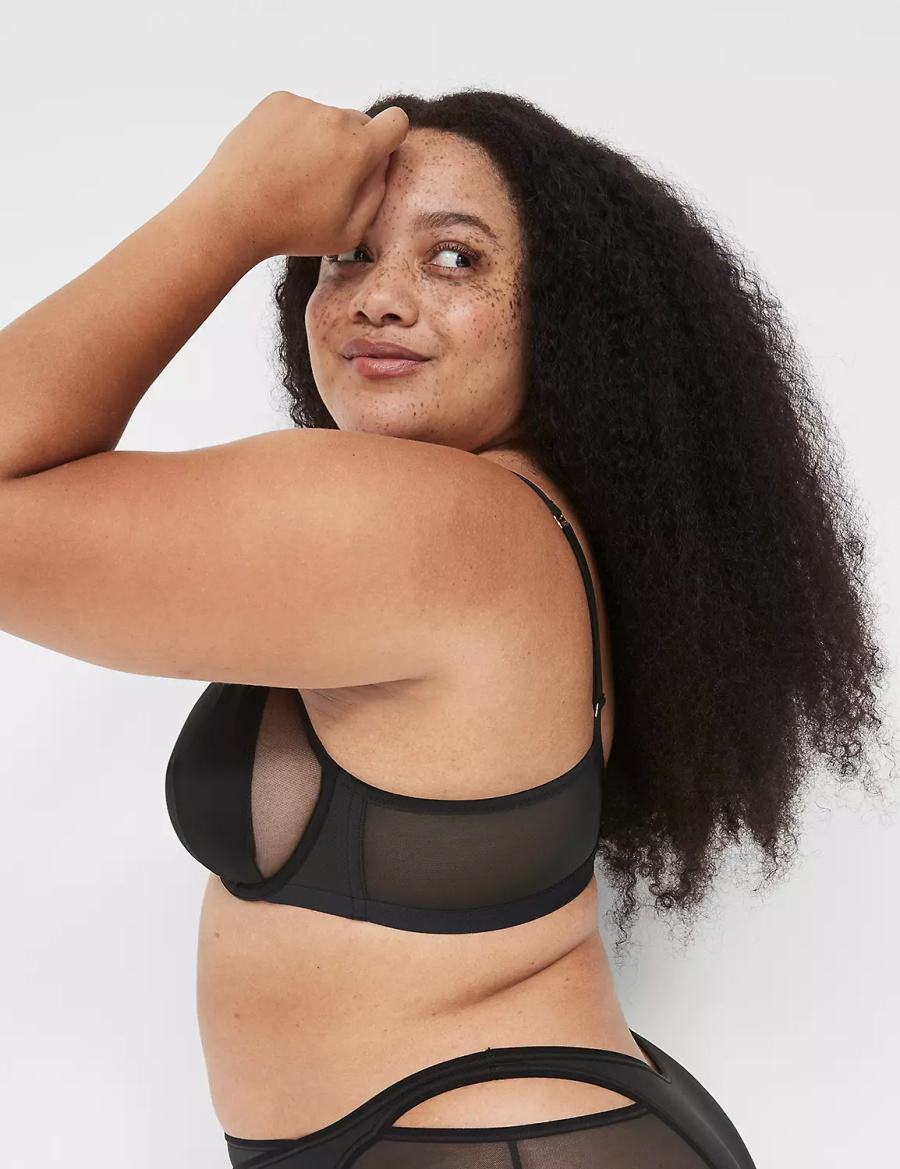 Lane Bryant Mesh High Apex Women Bralettes Black | ADL1387OY