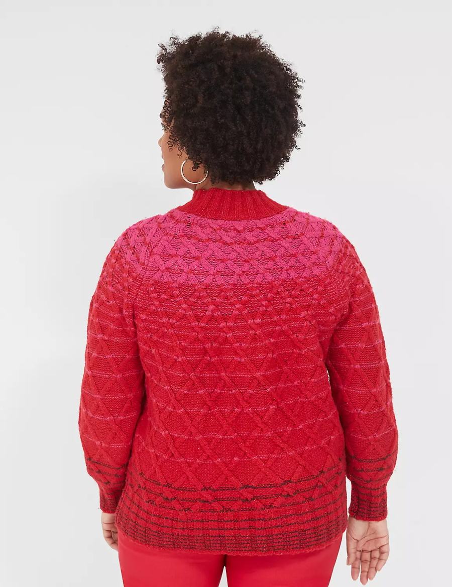 Lane Bryant Mock-Neck Cable Women Sweaters Red | FXK1752BB