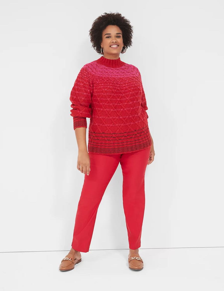 Lane Bryant Mock-Neck Cable Women Sweaters Red | FXK1752BB