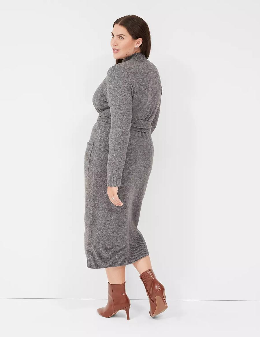 Lane Bryant Mock-Necked Midi Sweater Women Midi Dress Grey | WPR3495MU