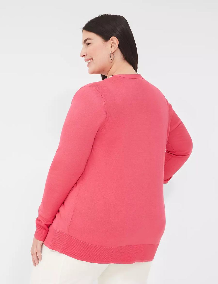 Lane Bryant Modern Long-Sleeve Open-Front Women Cardigan Pink | OZD3718ZU