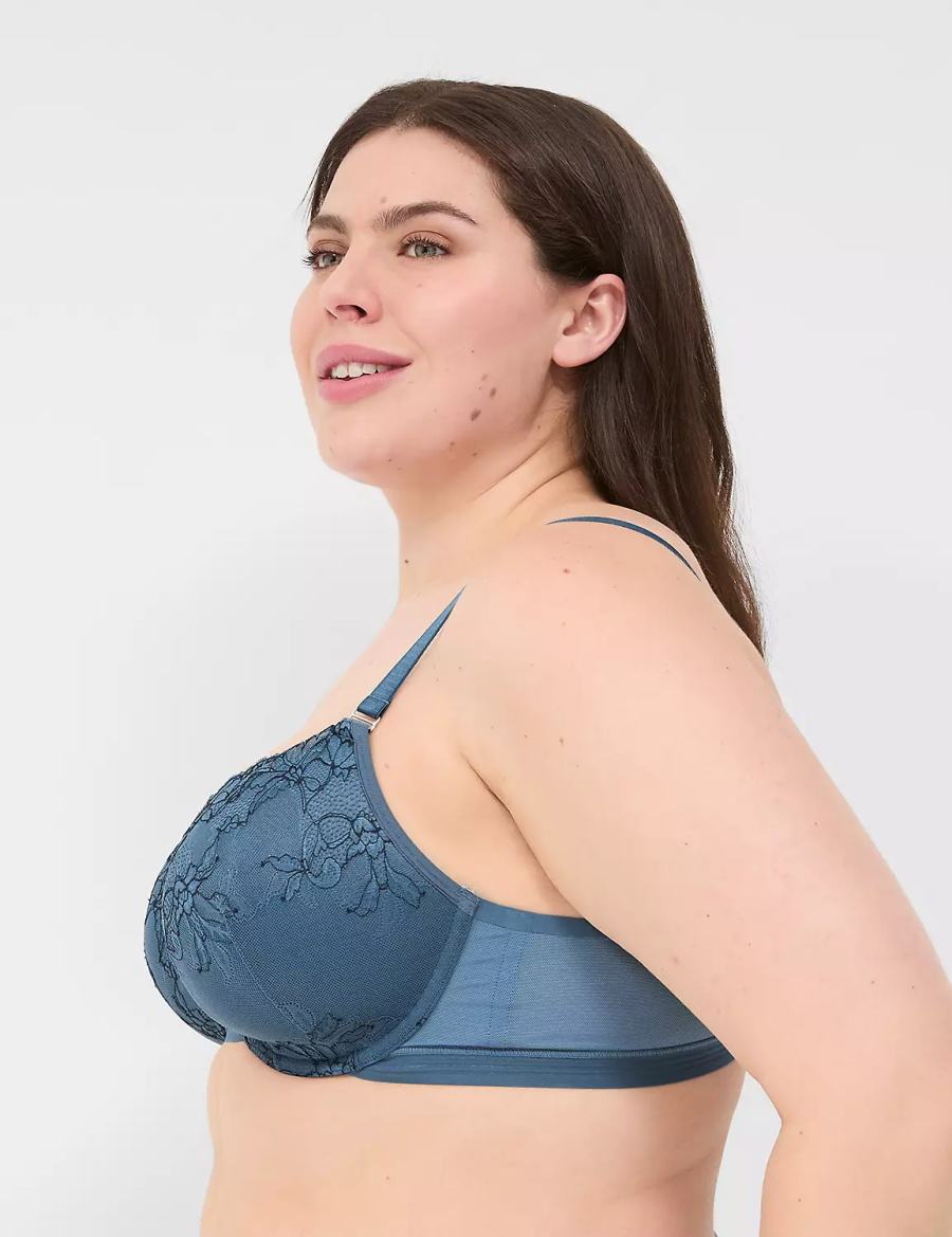 Lane Bryant Modern Romance Lightly Lined Demi Women Bralettes Blue Grey | ENT9259XG