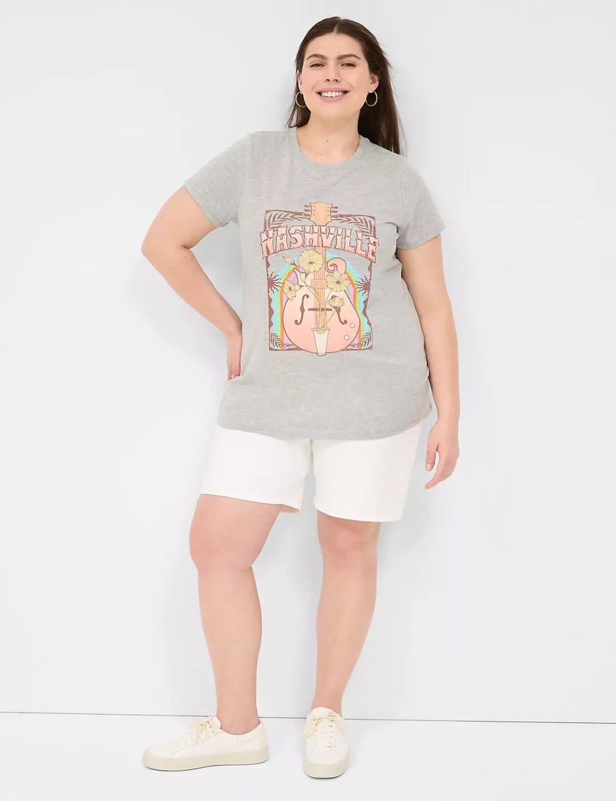 Lane Bryant Nashville Graphic Tee Women T Shirts Light Grey | MGF6067YQ