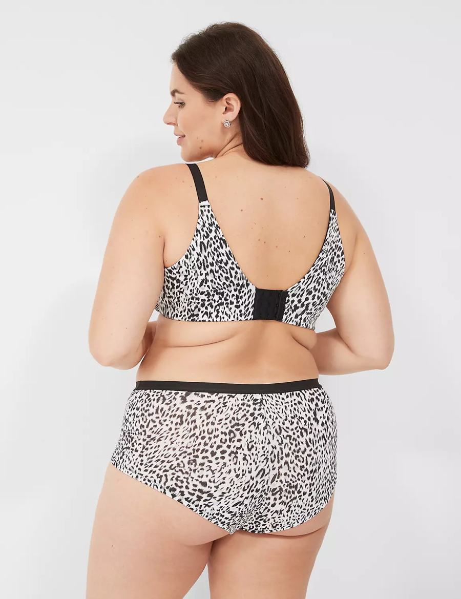 Lane Bryant No-Show Boyshort Women Briefs White Black | KVP451JT