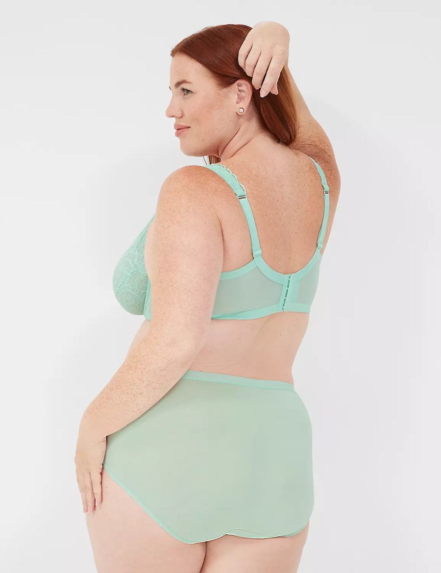 Lane Bryant No-Show Full with Lace Women Briefs Light Green | MMI6438GT