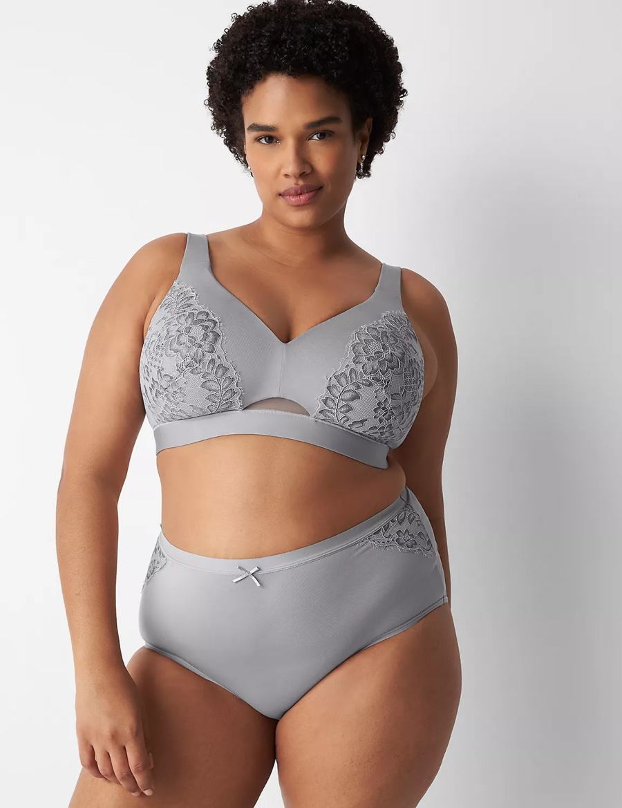 Lane Bryant No-Show Full with Lace Women Briefs Grey | KDF4893FF