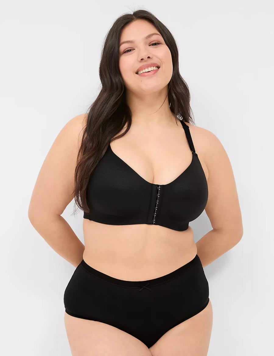 Lane Bryant No-Show Lace-Back Full Women Briefs Black | TMB8487RW