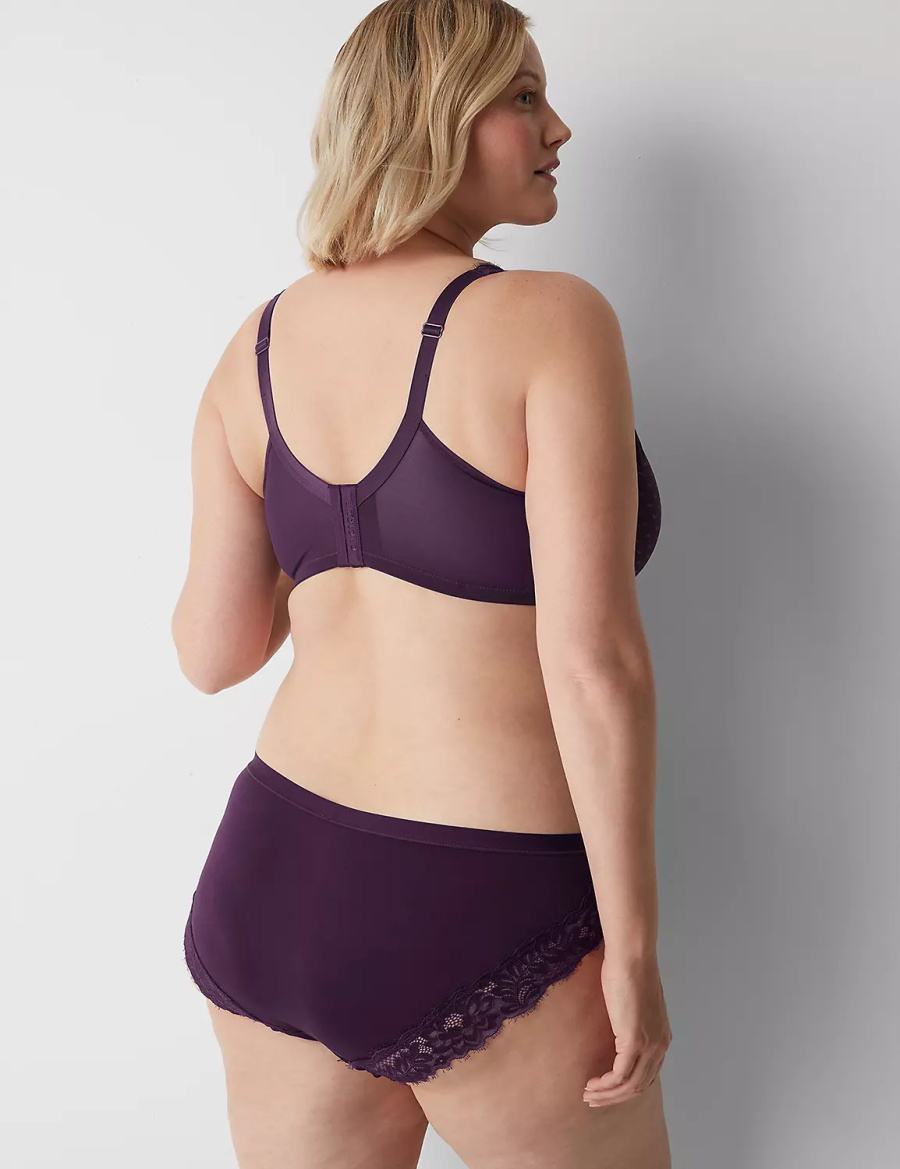 Lane Bryant No-Show Lace-Back Women Hipster Panty Purple | PLH3421II