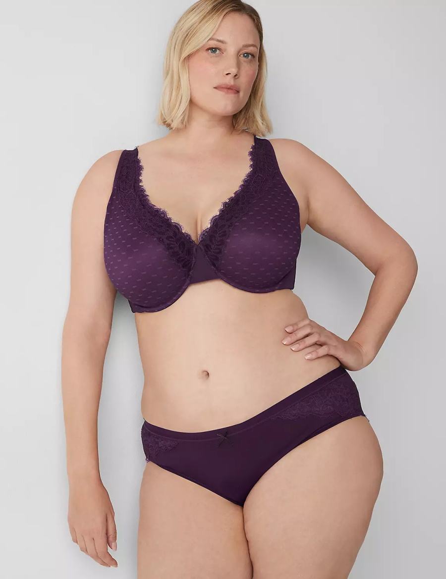 Lane Bryant No-Show Lace-Back Women Hipster Panty Purple | PLH3421II