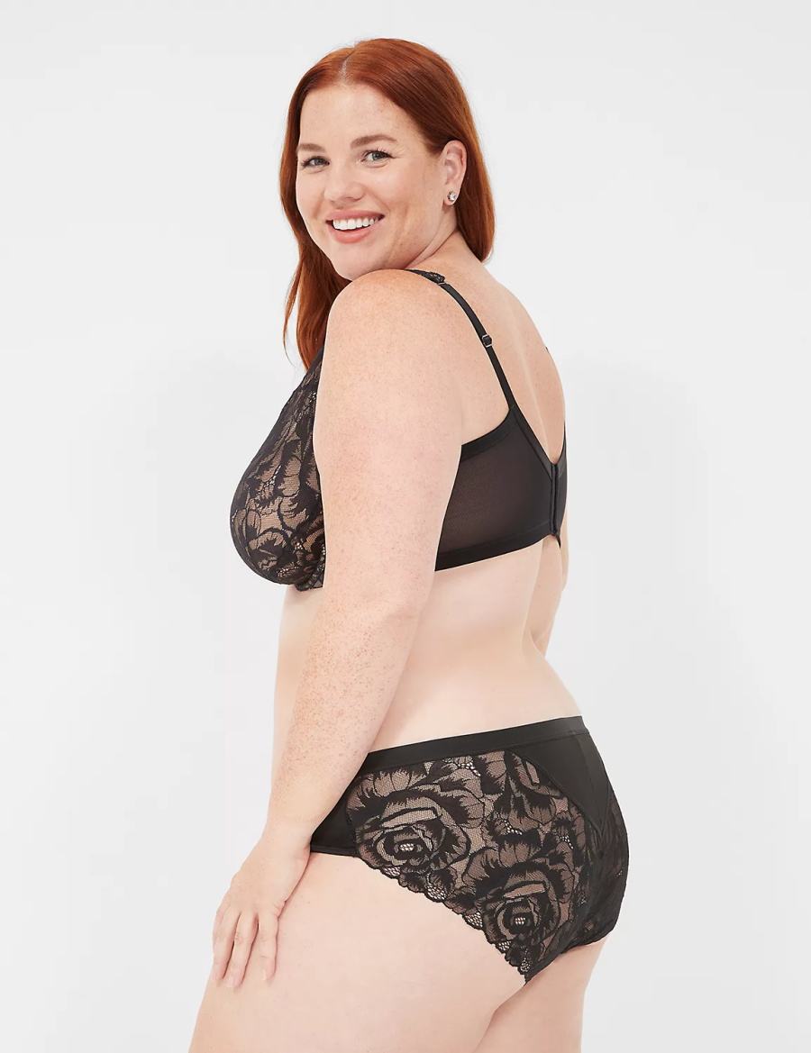 Lane Bryant No-Show Lace-Back Women Hipster Panty Black | TFJ2420JO